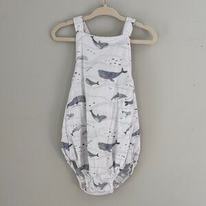 Angel Dear White and Blue Whale Print One-Piece